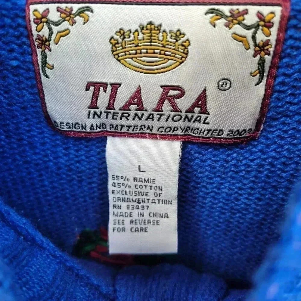 Vintage Tiara International Christmas Sweater Women's Sz Large Full Zip Snowmen - Picture 3 of 9